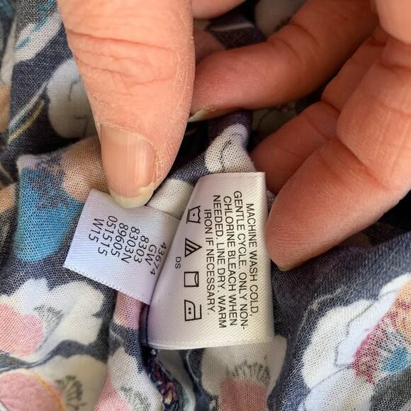 Hanna Anderson Floral Shift Dress Girls 5 110 Multicolor Long Sleeve Bow Unlined - Picture 5 of 9